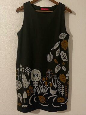 Graniph Lady F Designs Multicolor Woodlands Print Knit Sleeveless Dress S/M